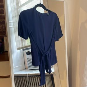 Navy Club Monaco Tie Front Blouse